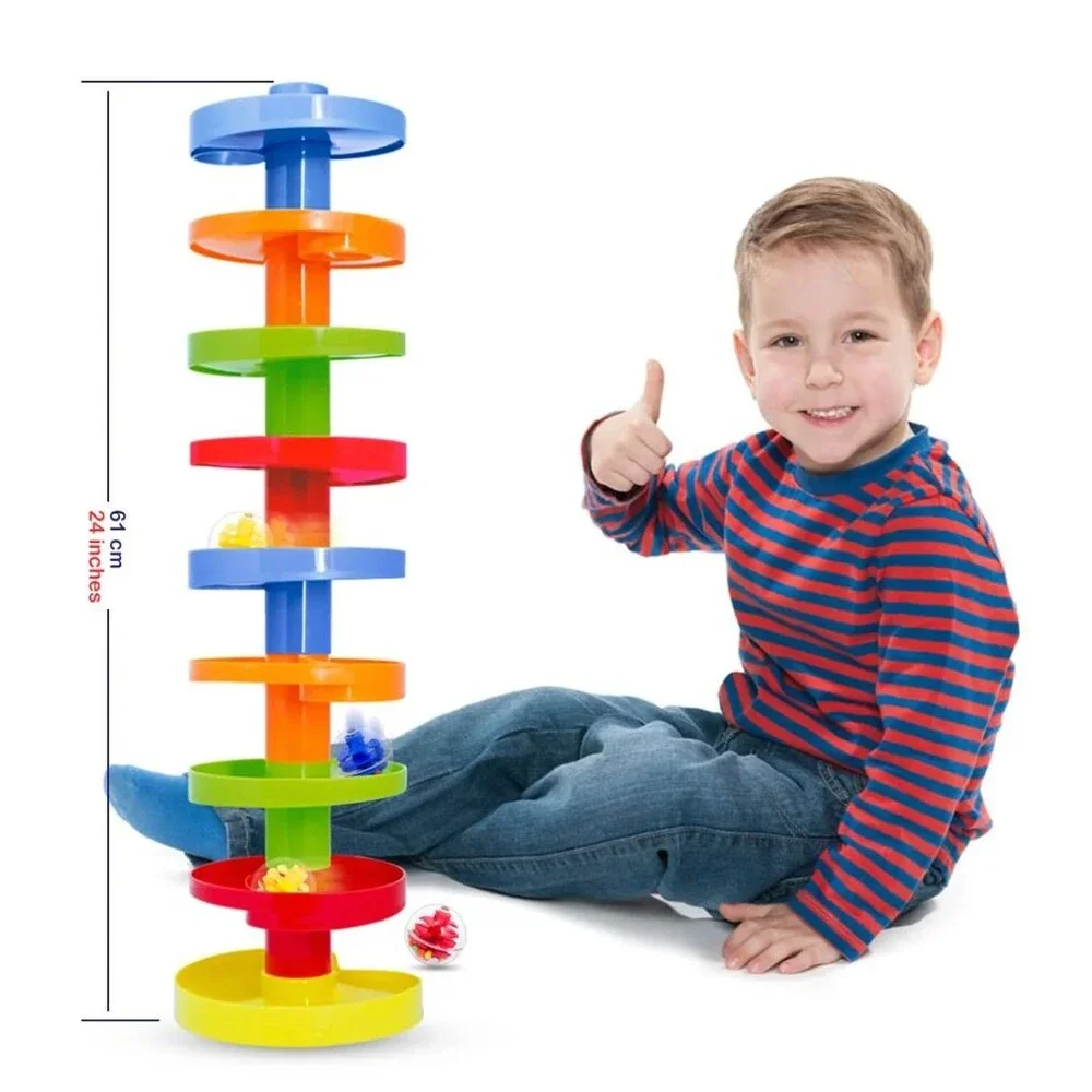 NEW Rainbow Educational Double Ball Run Drop Toy 2 Towers Toddler Swirl Ball 9M+ - Picture 3 of 7